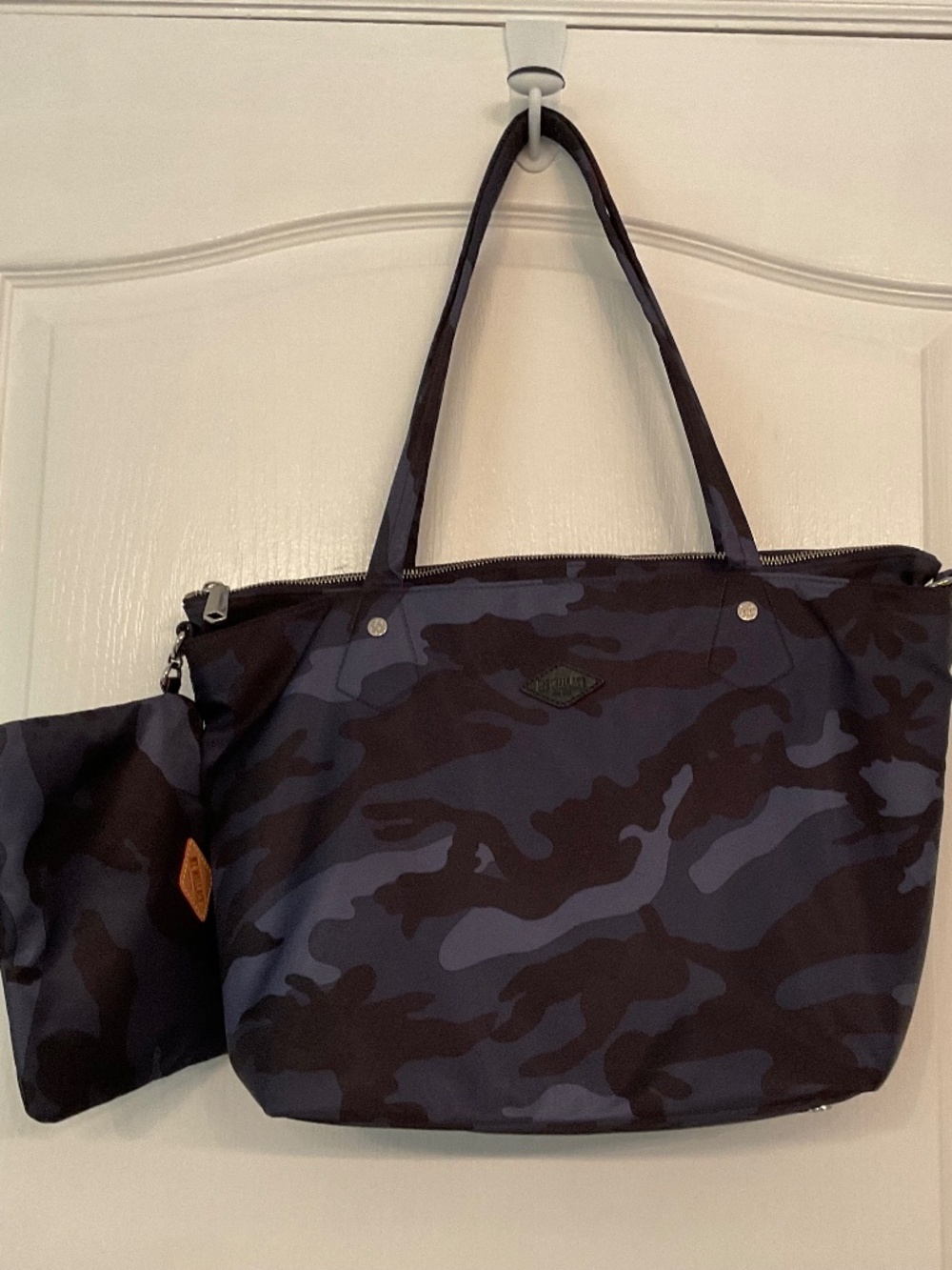 MZ WALLACE CAMO BLUE SHOULDER BAG W/DETACHABLE BAG *NEW*